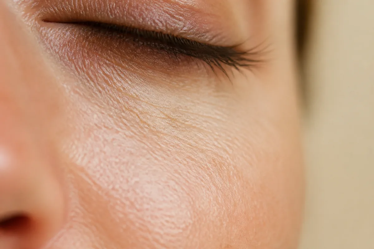Gros plan sur le contour de l oeil montrant la finesse de la peau